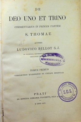 De Deo Uno Et Trino Tomus Primus 1895 r