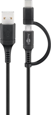 Kabel z USB A do Micro-USB i USB-C do ładowania 1m