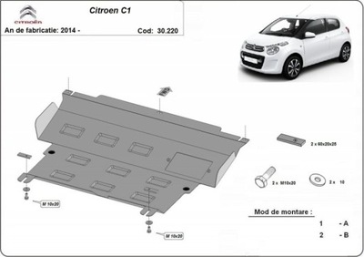 Сталевий захист двигуна citroen c1 2014-2020 30.220 фото №1