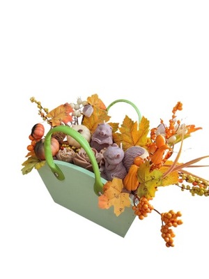 Bukiet świec Flowerbox jesienna torebka z drewna