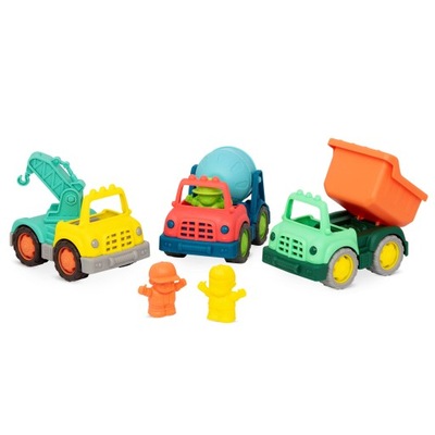 Zestaw 3 SAMOCHODÓW BUDOWLANYCH z KIEROWCAMI – Construction Vehicles B.Toys