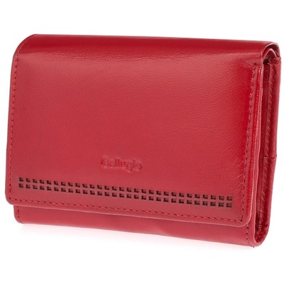 Zgrabny portfel damski skórzany w wyrazistych kolorach Bellugio RED