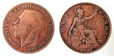 8444. ANGLIA, JERZY V, ONE PENNY 1921