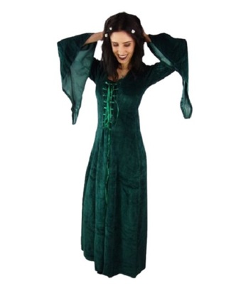 Gotycka zielona sukienka aksamit kostium LARP