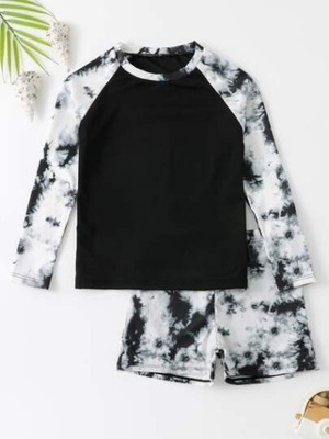 SHEIN KOLOROWY PRĄŻKOWANY DWUCZĘŚCIOWY STRÓJ KĄPIELOWY TIE DYE 9Y 06802