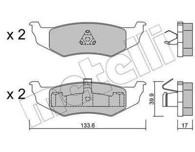 ZAPATAS DE FRENADO CHRYSLER PT CRUISER 00-10 PARTE TRASERA 22-0522-0 METELLI  