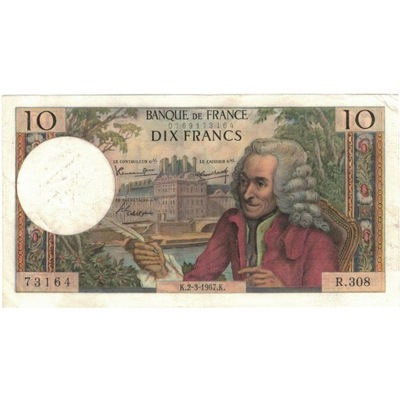 Francja, 10 Francs, Voltaire, 1967, R.308, UNC(64)