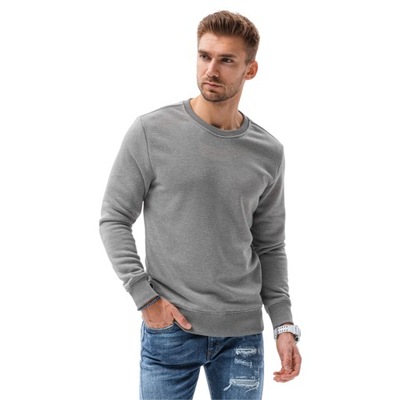 Bluza męska bez kaptura B978 szary melanż XL