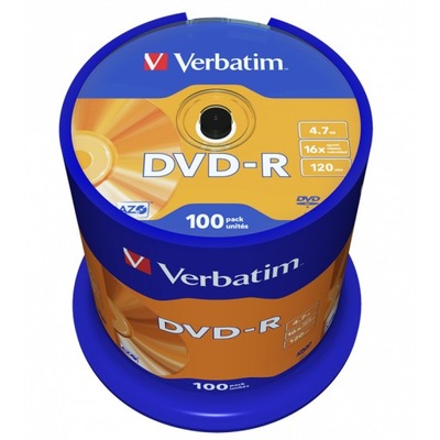 Verbatim DVD-R 4.7GB x16 cakebox 100szt ma