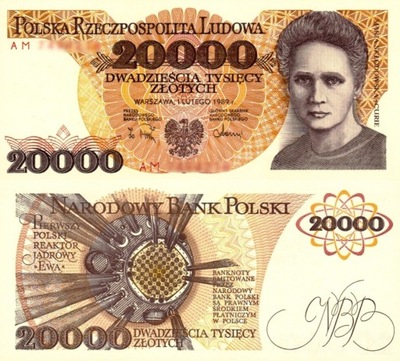 POLSKA - 20000 ZŁOTYCH - 1989 P-152b UNC seria AM