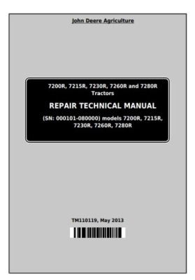 INSTRUCTION RÉPARATION JOHN DEERE 7200 R, 7215 R, 7230 R, 7260 R, 7280 R ENG 
