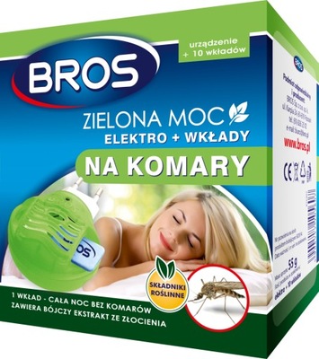 BROS ZIELONA MOC ELEKTRO 10 WKŁADÓW NA KOMARY