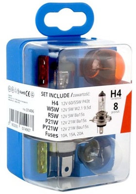 Zestaw żarówek zapasowych i bezpieczników H4 8el.