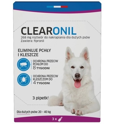 Clearonil Krople na kleszcze dla psów 20-40kg x3
