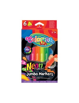 Trójkątne flamastry JUMBO neonowe 6 kolorów (38