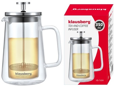 Zaparzacz szklany do kawy herbaty 350ml dzbanek French Press KLAUSBERG