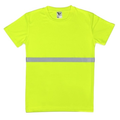 Koszulka T Shirt Odblaskowy Męski Żółty r. S