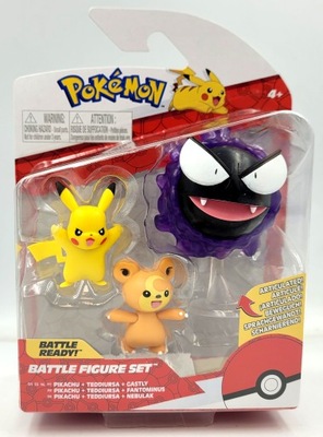 Pokemon Figurki bitewne PIKACHU GASTLY TEDDIURSA