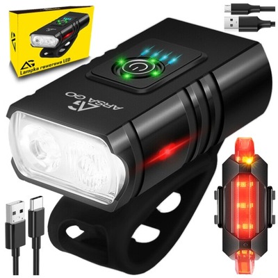 LAMPKA ROWEROWA PRZEDNIA TYLNA LED PRZÓD AKUMULATOROWA ZESTAW LAMPEK USB