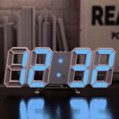 3D LED Digital Clock wall deco Glowing Night