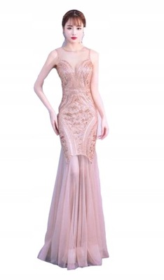 Wygodna Elegancka Suknia Sukienka z Cekinami XS 34