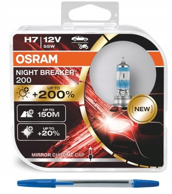 OSRAM LAMP H7 12V 55W PX26D NIGHT BREAKER 200 DO +200% DUO BOOT GIFT  