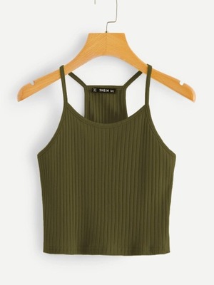 LC21313 *SHEIN PRĄŻKOWANY TOP NA RAMIĄCZKACH M