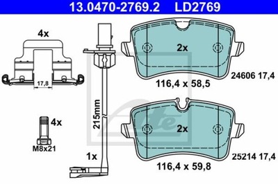 ATE 13.0470-2769.2 ZAPATAS CERÁMICOS PARTE TRASERA AUDI A6/A7 1,8-4,0 10-  