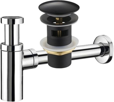 Syfon do umywalki chrom korek klik czarny mat