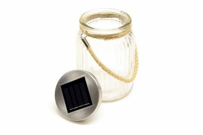 Lampion solarny LED biały szklany