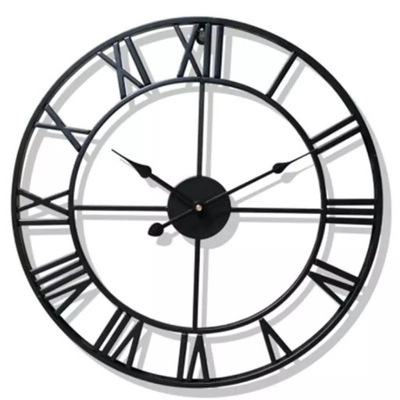 Metalowy zegar ścienny czarny 60cm Loft Retro