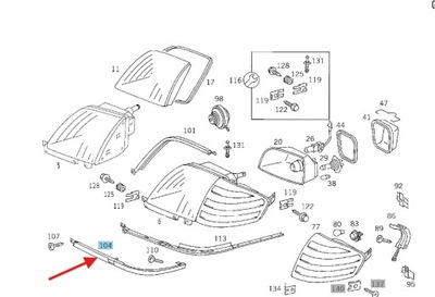 Правая молдинг pod фара перед mercedes sl w129 оригинальный номер a1298260677 фото №1