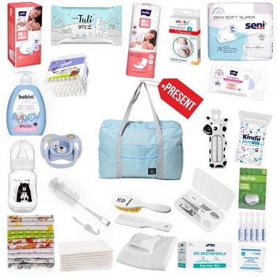TORBA WYPRAWKA DLA NOWORODKA/MAMY DO SZPITALA - podstawowa błękitna