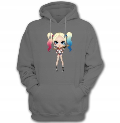 Bluza męska kaptur HARLEY QUINN-001 szara r.3XL