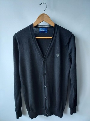 FRED PERRY sweter 100% wełna merynos R S wada