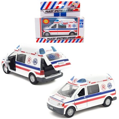 Samochód Ambulans karetka pogotowia dźwięk światło