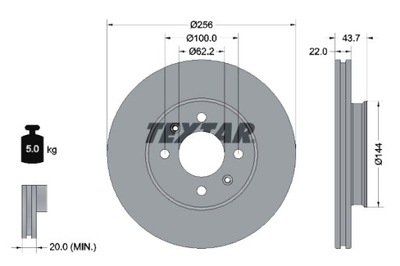 TEXTAR DISCOS DE FRENADO 2 PIEZAS PARTE DELANTERA HYUNDAI I20 ACTIVE I20 II I20 3  