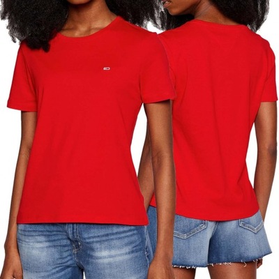 Tommy Jeans t-shirt koszulka damska Regular Fit czerwona DW0DW14616-XNL XL