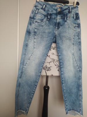 Tredy dżinsowe elastyczne spodnie dżety tarcia 38