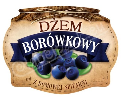 DŻEM BORÓWKOWY - Etykieta, naklejka 10x