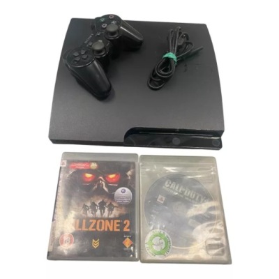 KONSOLA PS3 SLIN 256 GB PAD + 2 GRY + OKABLOWANIE