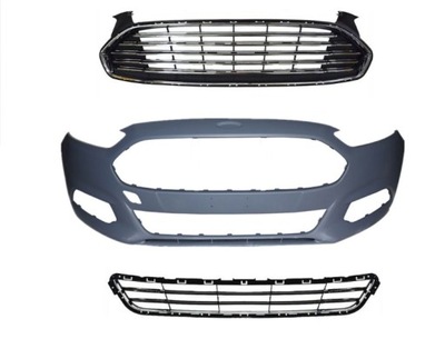 FUSION 13-17 MONDEO 15-18 BUMPER FRONT + RADIATOR GRILLE GRILLE + DEFLECTOR BELTS CHROME  