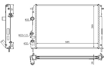 NISSENS RADUADOR DEL MOTOR (MANUALNA, Z ELEMENTAMI  