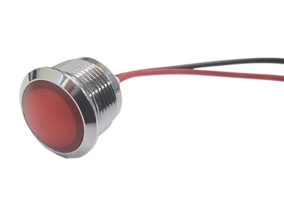Kontrolka LED 18mm 12V metalowa wypukła czerwona