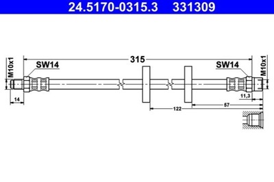 CABLE BRAKE FLEXIBLE VW GOLF II 83-93 FRONT  