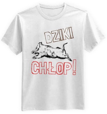 Koszulka Męska Dziki Chłop Biała 5XL Tshirt Męski