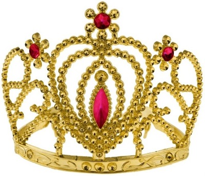 Diadem Tiara Korona z Rubinami Królowa Balu Złota