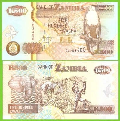 ZAMBIA 500 KWACHA 1992 P-39b UNC