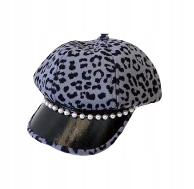 czapka damska beret w cetki panterke