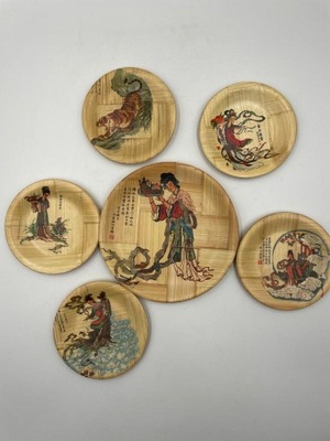 Orientalne azjatyckie talerze bambusowe